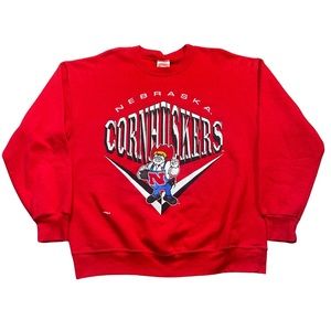 Vintage Nebraska Cornhuskers Crewneck Sweatshirt Nutmeg Red Big Print